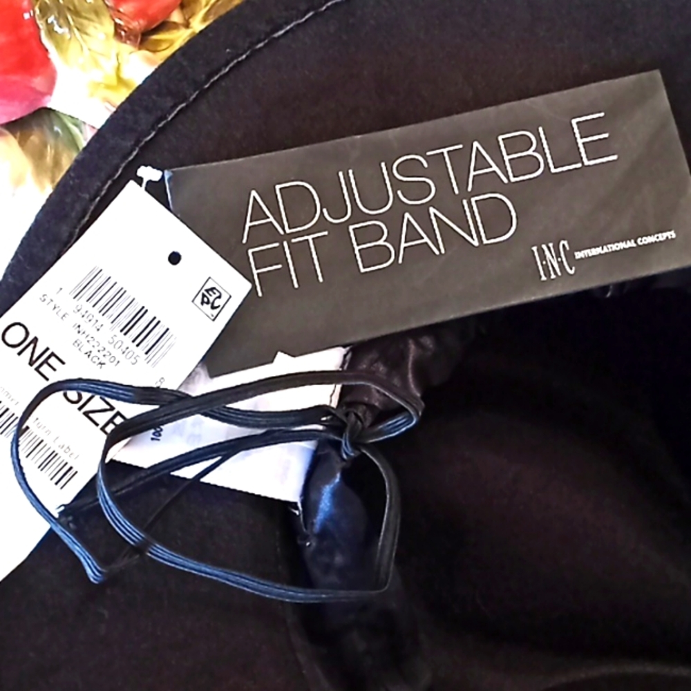 I.N.C Stylish Black Fedora Hat With Adjustable Fit Band. NWT. One Size. - Picture 9 of 11